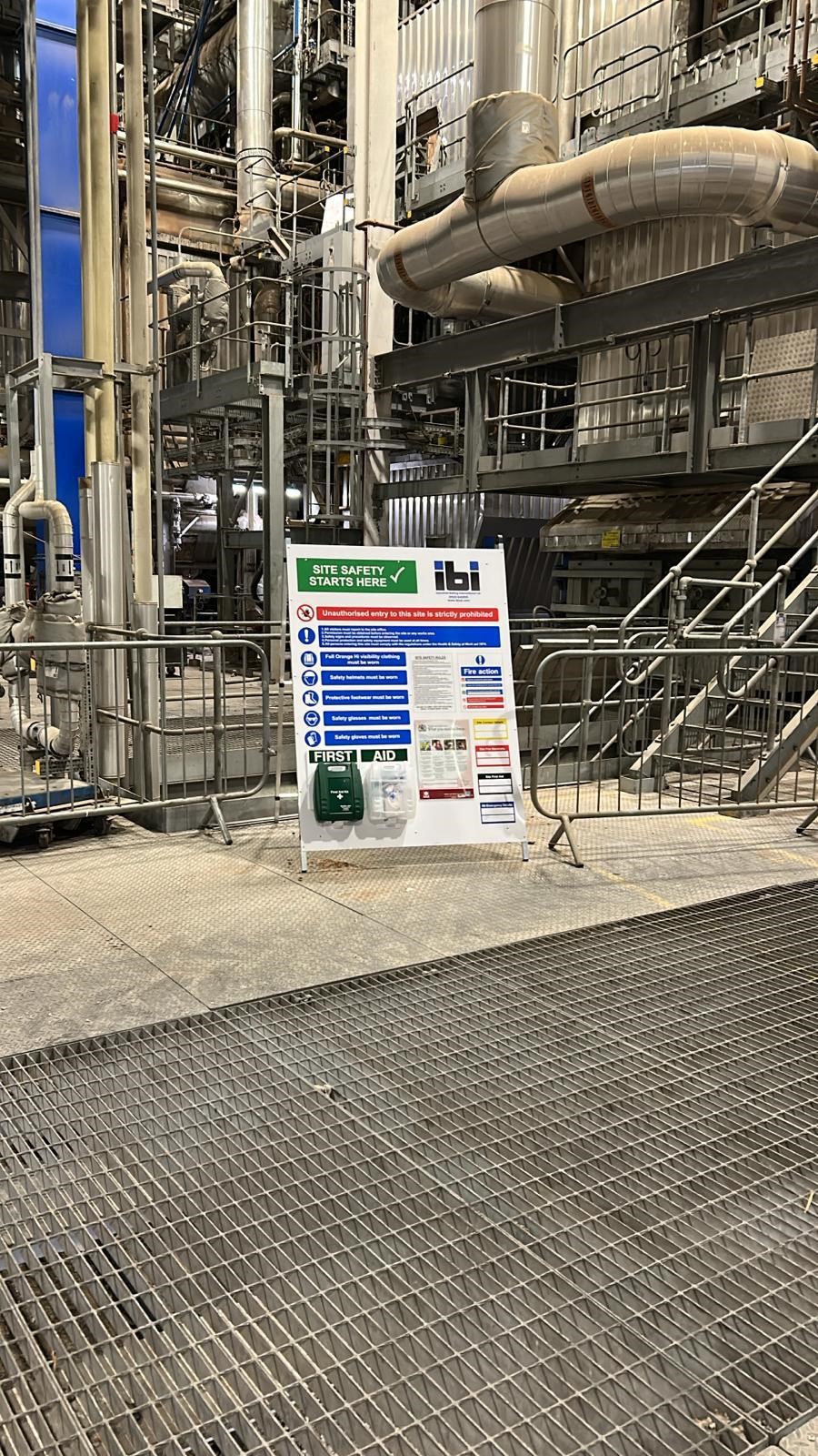 On-site safety signage at a survey location